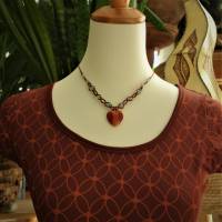 Karneol-Halskette mit rotbraunem Makramee und Aquamarin-Perlen Bild 1