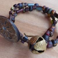Wickel - Armband mit alten amerikanischen Perlen und Schelle Bild 2