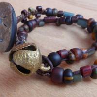 Wickel - Armband mit alten amerikanischen Perlen und Schelle Bild 5
