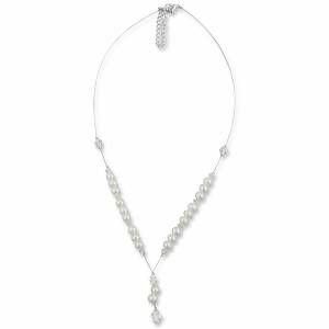 Y Halskette Süßwasserperlen, 925 Silber, Swarovski Kristalle, Süßwasserperlenkette, Braut Kette, Echte Perlenkette Bild 2