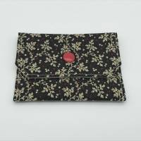 Einfacher Geldbeutel, Kartentasche, Tampontasche, anthrazit-rot-creme mit Druckknopf Bild 1