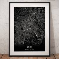 Stadtplan WIEN - Just a Black Map I Digitaldruck Stadtkarte citymap City Poster Kunstdruck Stadt Karte Bild 1