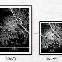 Stadtplan WIEN - Just a Black Map I Digitaldruck Stadtkarte citymap City Poster Kunstdruck Stadt Karte Bild 5