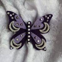 Wunderschöne Brosche Handarbeit Schmetterling in Lila Bild 1