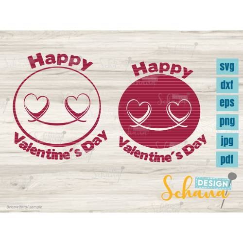 Happy Valentines day Smiley SVG DXF eps png jpg pdf Plotterdatei Liebe fröhliches Emoji Liebe digistamp lasercut
