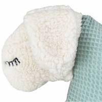 Kuscheltier Kissen "Schaf" aus Waffelpique, mit Namen personalisiert,  Geschenk zu Geburt, Taufe,  Geburtstag, Bild 3