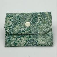 Einfacher Geldbeutel, Kartenetui, grün, Paisley-Muster, mit Druckknopf Bild 1