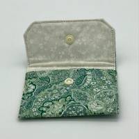 Einfacher Geldbeutel, Kartenetui, grün, Paisley-Muster, mit Druckknopf Bild 2