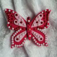 Wunderschöne Brosche Handarbeit Schmetterling in Pink Bild 1
