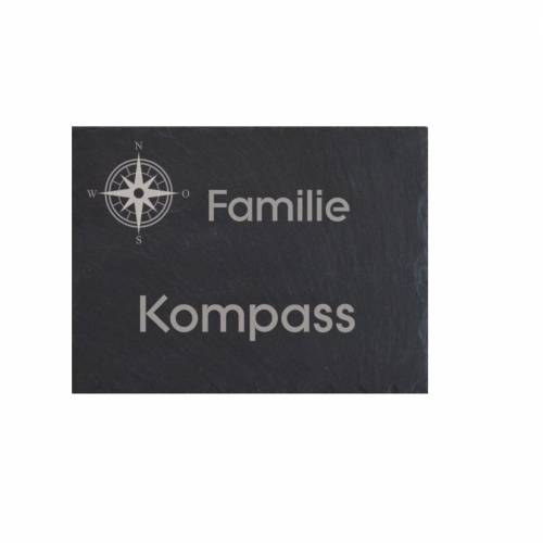 Türschild Familie Namensschild Schiefer Gravur Klingelschild Wohnen Wand Wanddekoration Hausschild Eingang schwarz grau