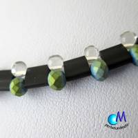 Wechsel-schmuck Magnet Glas-Perlen Collier schwarz mit Glasschliff grün-goldmatt  Statement-Kette  ART 3812 Bild 4