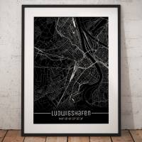 Stadtplan LUDWIGSHAFEN - Just a Black Map I Digitaldruck Stadtkarte citymap City Poster Kunstdruck Stadt Karte Bild 1
