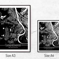 Stadtplan LUDWIGSHAFEN - Just a Black Map I Digitaldruck Stadtkarte citymap City Poster Kunstdruck Stadt Karte Bild 5