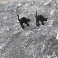 Schwarze buckelige Katze    Ohrstecker Ohrringe Bild 1