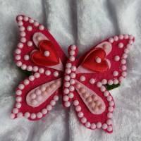 Wunderschöne Brosche Handarbeit Schmetterling in Pink Bild 1