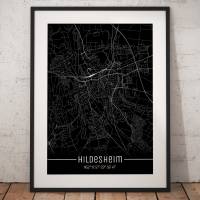 Stadtplan HILDESHEIM - Just a Black Map I Digitaldruck Stadtkarte citymap City Poster Kunstdruck Stadt Karte Bild 1