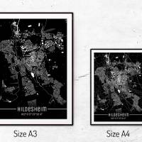 Stadtplan HILDESHEIM - Just a Black Map I Digitaldruck Stadtkarte citymap City Poster Kunstdruck Stadt Karte Bild 5