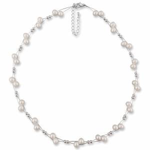 Süßwasserperlenkette, 925 Silber, Echte Perlen Kette, Halskette Süßwasserperlen, Brautschmuck, Zuchtperlenkette Bild 2