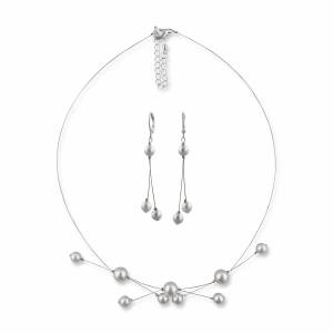 Schmuckset Perlen Brautschmuck Set, Kette Ohrringe, 925 Silber,  Perlenkette, Perlenschmuck, Braut Accessoires Hochzeit Bild 1