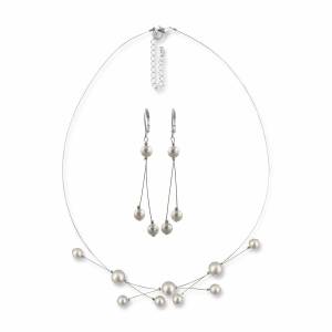 Schmuckset Perlen Brautschmuck Set, Kette Ohrringe, 925 Silber,  Perlenkette, Perlenschmuck, Braut Accessoires Hochzeit Bild 2