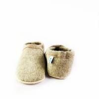Hausschuhe, Puschen aus Wollfilz mit pflanzlich gegerbter Ledersohle für Kinder Bild 6