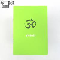 Notizheft, hell-grün, om shanti Frieden, DIN A6, handgefertigt, Recyclingpapier, Chakra Bild 1