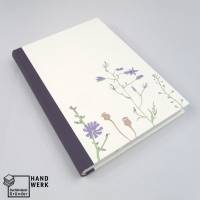 Notizbuch, Flora Fauna, aubergine, mit Illustrationen, DIN A5, handgefertigt Bild 1