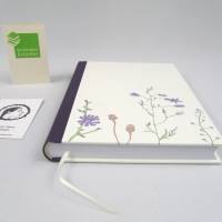 Notizbuch, Flora Fauna, aubergine, mit Illustrationen, DIN A5, handgefertigt Bild 4