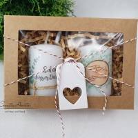 Handverziertes Kerzen-Set in Geschenkbox -Geschenk für Nachbarn-Freunde "Bleib gsund - Schön, dass es Dich gibt" Bild 1