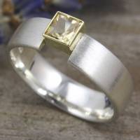 Ring Silber 925/- mit gelbem Turmalin in einer Goldfassung Bild 6