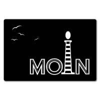 Fußmatte Moin mit Leuchtturm und Möwe, Geschenke für Meer-Liebhaber, Norddeutschland Gruß, Matte Hauseingang 40 x 60 cm Bild 1