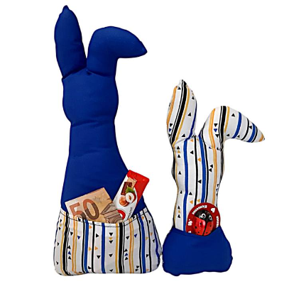 Deko Hasen im 2er Set, Stoffhasen, Osterhasen mit Tasche