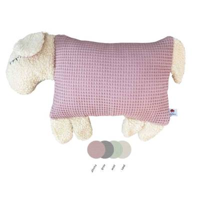 Kuscheltier Kissen "Schaf" aus Waffelpique, mit Namen personalisiert,  Geschenk zu Geburt, Taufe,  Geburtstag,