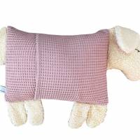 Kuscheltier Kissen "Schaf" aus Waffelpique, mit Namen personalisiert,  Geschenk zu Geburt, Taufe,  Geburtstag, Bild 2