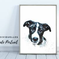 Hunde Portrait | Digital Print im Aquarell Stil | Benutzer definiertes Bild Deines Hundes | Tierportrait nach Foto | Ges Bild 1