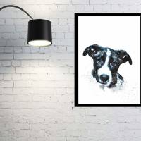 Hunde Portrait | Digital Print im Aquarell Stil | Benutzer definiertes Bild Deines Hundes | Tierportrait nach Foto | Ges Bild 2