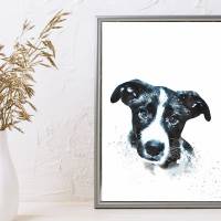 Hunde Portrait | Digital Print im Aquarell Stil | Benutzer definiertes Bild Deines Hundes | Tierportrait nach Foto | Ges Bild 3