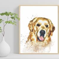 Hunde Portrait | Digital Print im Aquarell Stil | Benutzer definiertes Bild Deines Hundes | Tierportrait nach Foto | Ges Bild 5