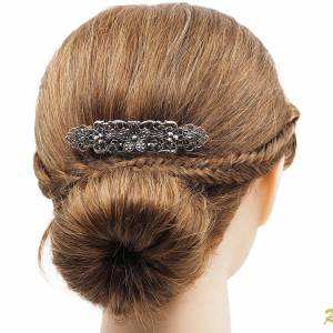 Filigrane Haarspange Vintage, Jugendstil Metall Haarspange Silber, Trachten Haarschmuck Dirndl Wiesn, Brautschmuck Bild 3