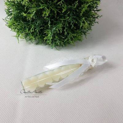 Gastgeschenk mit 5 Seifenherzen i. Reagenzglas NATUR - Weiß - CREME