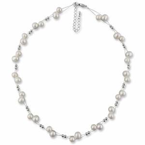 Perlenkette echte Perlen, 925 Silber, Süßwasserperlenkette, Brautschmuck, Halskette Süßwasserperlen, Schmuck Hochzeit Bild 1