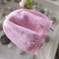 Damenmütze handgestrickt mit eingestrickten Perlen, rosa Bild 1