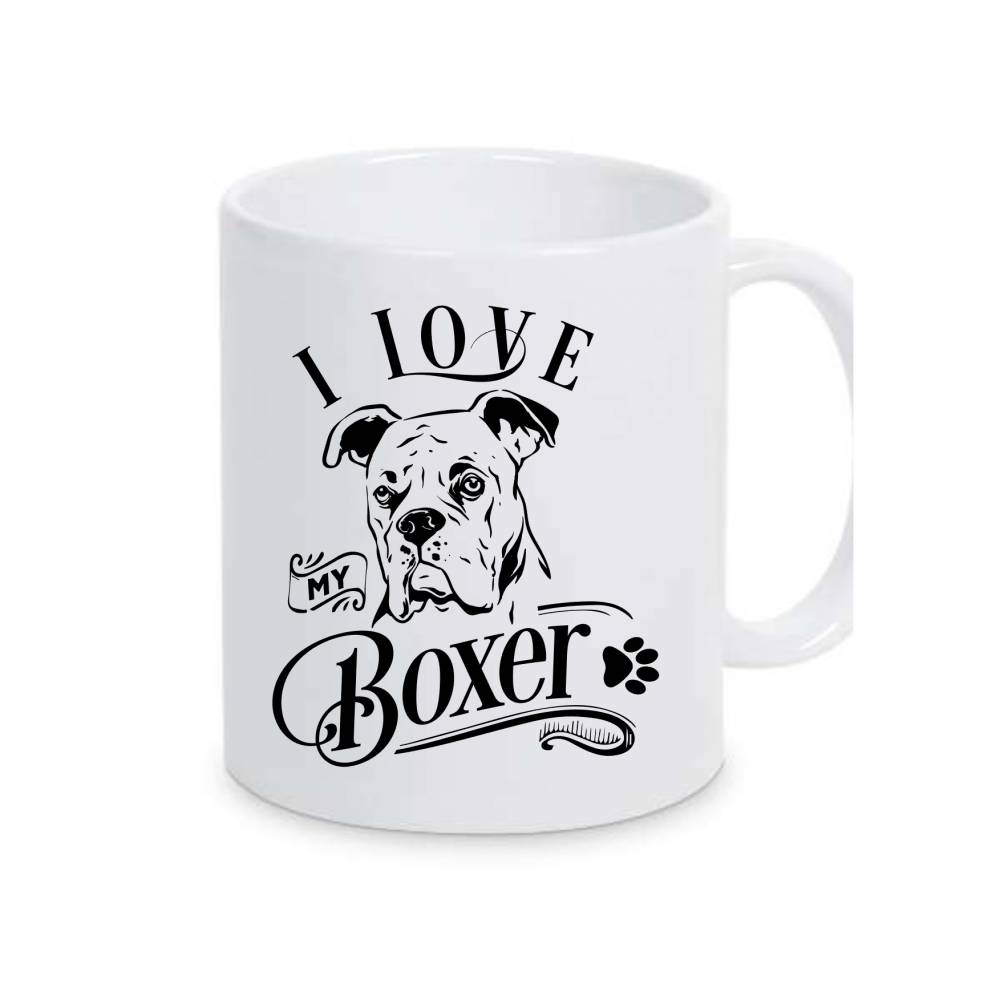 I love Boxer 2 ein Becher mit Hund Hochwertiger Keramikbecher DE 