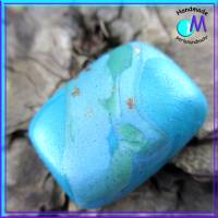 Wechsel-schmuck Magnet Zwischenstück  Blattmetall türkis-blau-pearl  für Ketten ART 4571 Bild 4