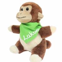 Kuscheltier Affe 14,5cm braun mit Namen am Halstuch - Personalisierte Schmusetiere für Jungen und Mädchen Bild 2