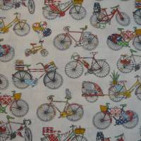 12,60 EUR/m Stoff Baumwolle Fahrrad, Bicycle, Fahrräder / bunt auf weiß Bild 1