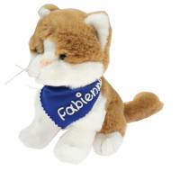 Kuscheltier Katze braun 18cm mit Namen am Halstuch - Personalisierte Schmusetiere für Jungen und Mädchen Bild 2