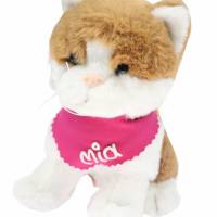Kuscheltier Katze braun 18cm mit Namen am Halstuch - Personalisierte Schmusetiere für Jungen und Mädchen Bild 3