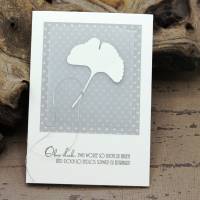 Trauerkarte, Beileidskarte mit Ginko-Motiv, grau-weiß, Kondolenzkarte Bild 1