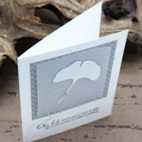 Trauerkarte, Beileidskarte mit Ginko-Motiv, grau-weiß, Kondolenzkarte Bild 4